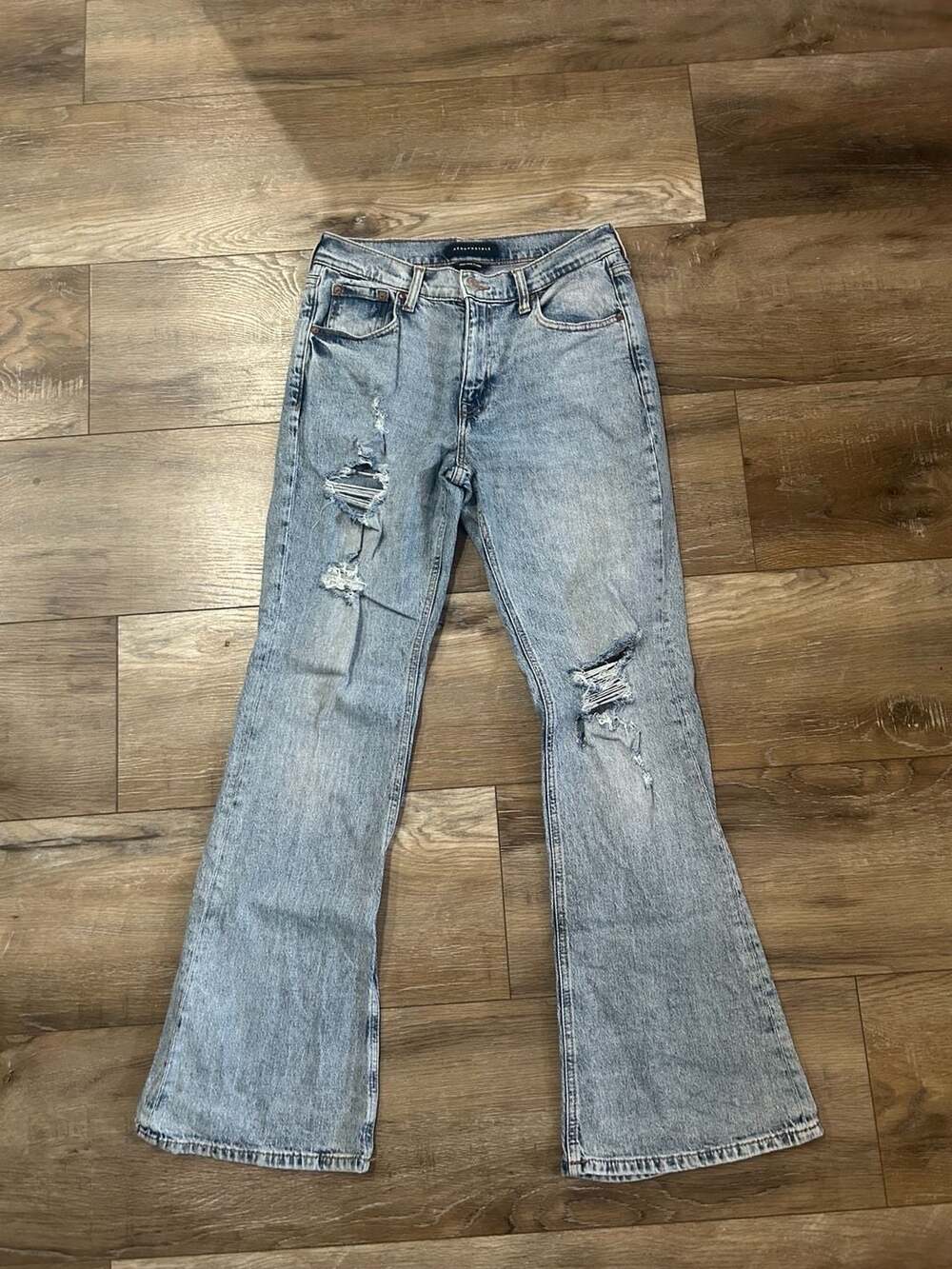 Aeropostale High Rise Flare Distressed Jeans Light Wash Size 6R
